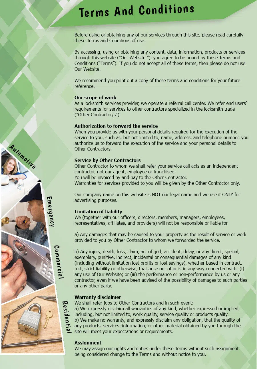 Lock Safe Services Melrose Park, IL 708-290-9035 - TermsAndConditions-2